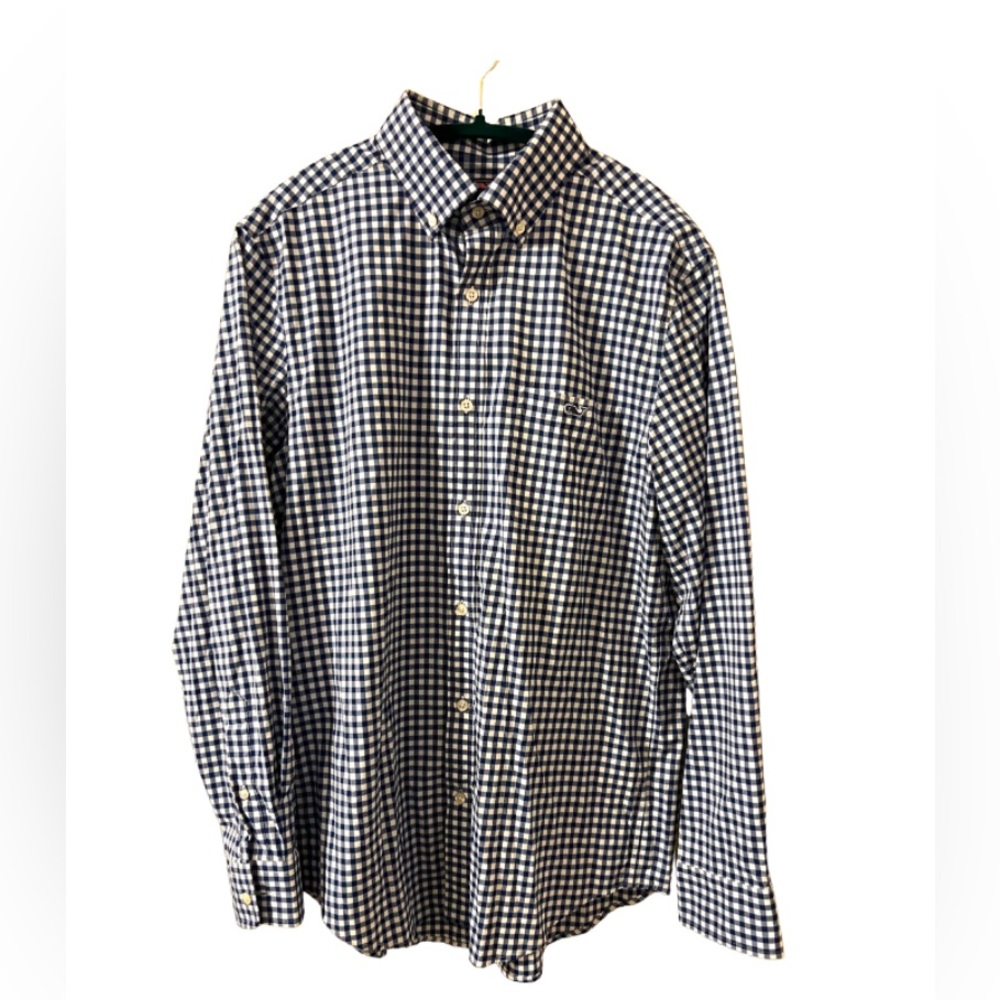 Vineyard Vines Men's Cobalt Blue and White Classic Fit Tucker Shirt Size M
